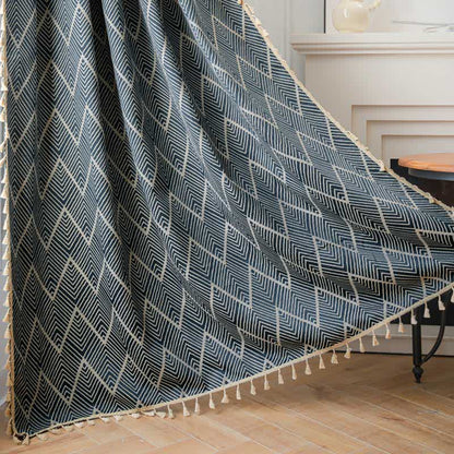 Tenda oscurante rustica retrò a righe ondulate