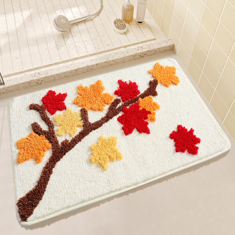 Tappetino da bagno assorbente con foglie rustiche