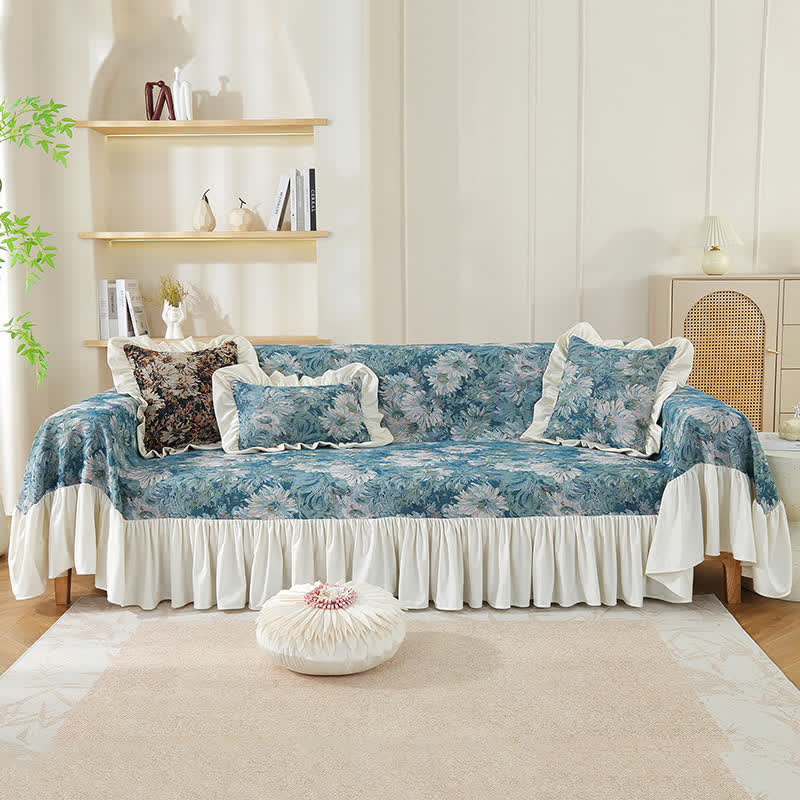 Copridivano con stampa artistica Daisy Ruffled