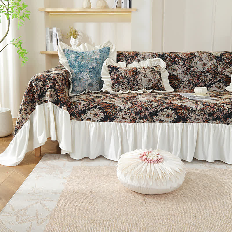 Copridivano con stampa artistica Daisy Ruffled