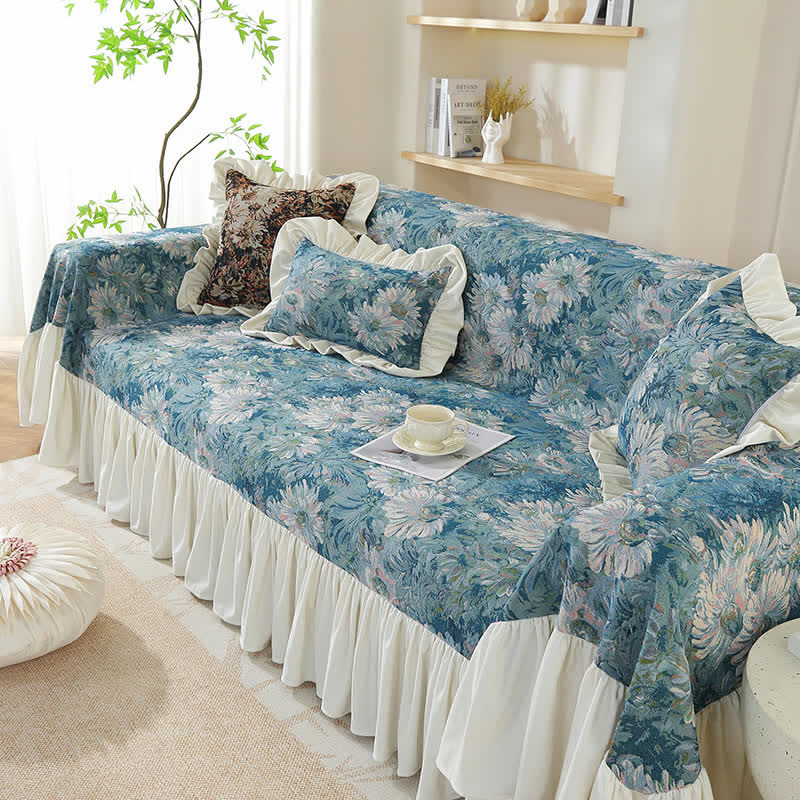 Copridivano con stampa artistica Daisy Ruffled