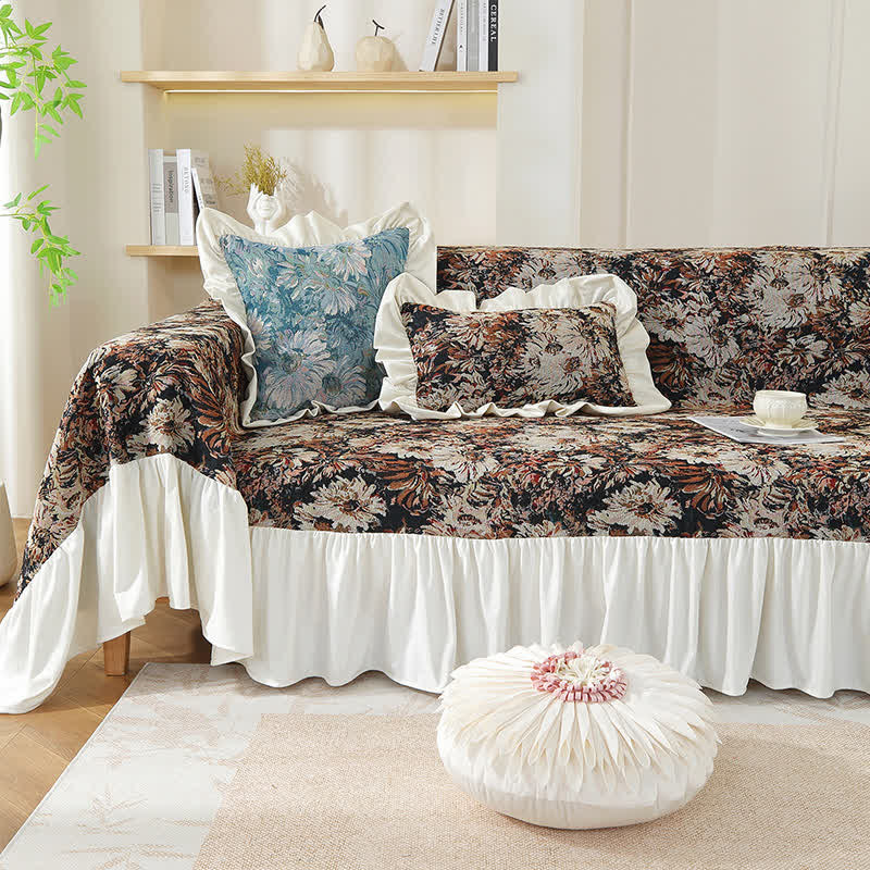Copridivano con stampa artistica Daisy Ruffled
