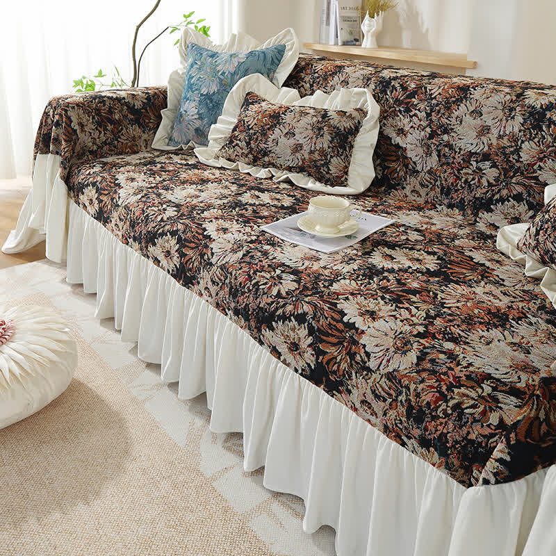 Copridivano con stampa artistica Daisy Ruffled
