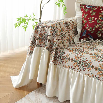 Copridivano con volant in jacquard Plum Blossom