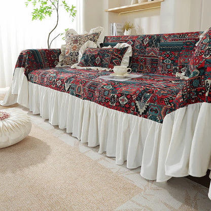 Copridivano con volant geometrici vintage Boho