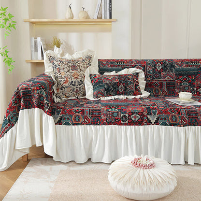 Copridivano con volant geometrici vintage Boho