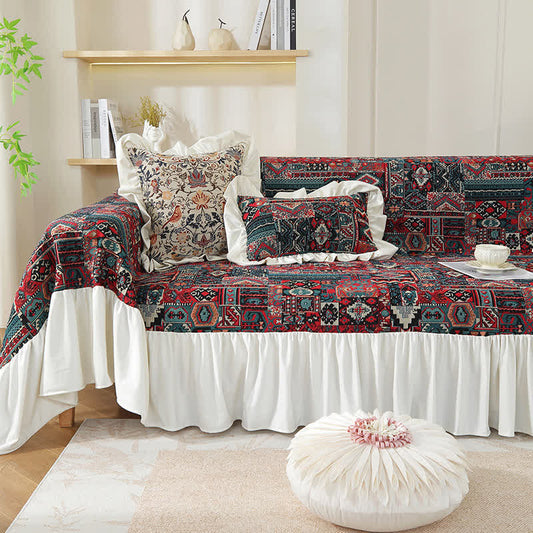 Copridivano con volant geometrici vintage Boho