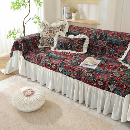 Copridivano con volant geometrici vintage Boho