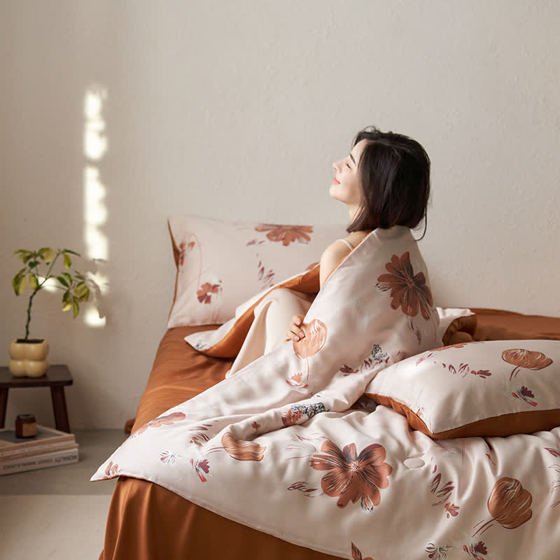 Biancheria da letto estiva floreale in fibra di Lyocell Tulip