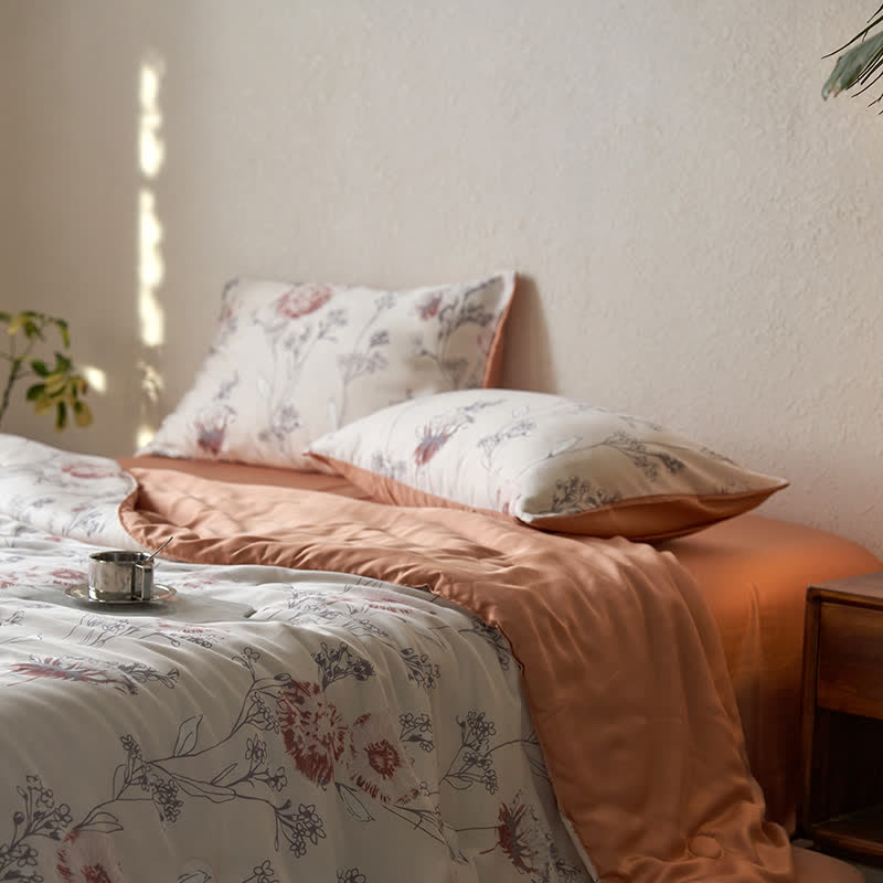 Biancheria da letto traspirante floreale in fibra di Lyocell estiva