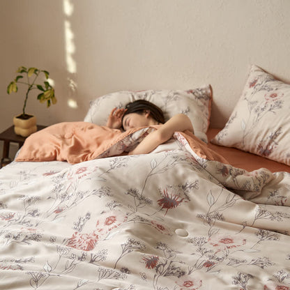 Biancheria da letto traspirante floreale in fibra di Lyocell estiva