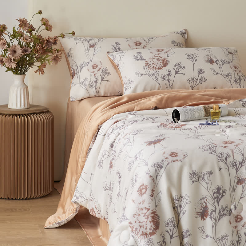 Biancheria da letto traspirante floreale in fibra di Lyocell estiva