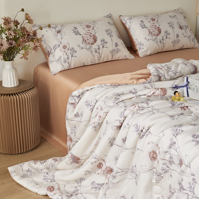 Biancheria da letto traspirante floreale in fibra di Lyocell estiva