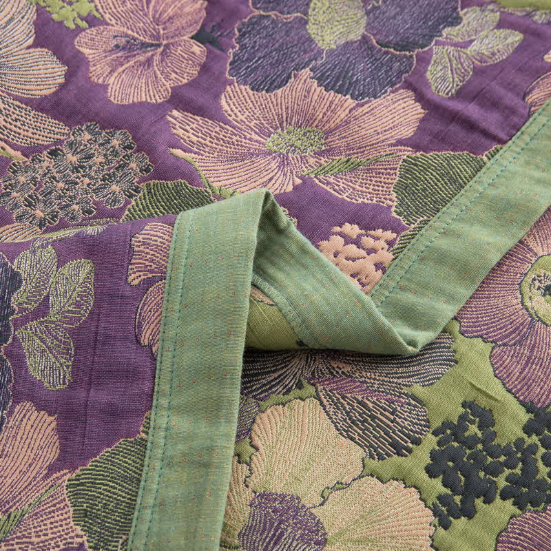 Trapunta reversibile in garza di cotone con motivo floreale Blossom