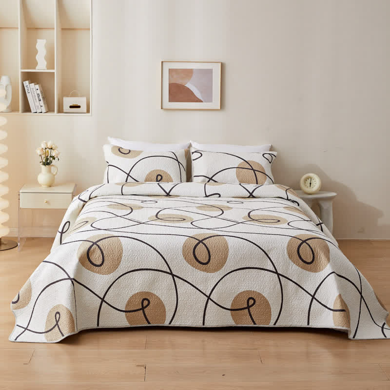 Biancheria da letto trapuntata in puro cotone con motivo geometrico astratto