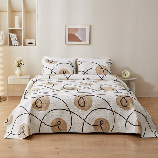 Biancheria da letto trapuntata in puro cotone con motivo geometrico astratto