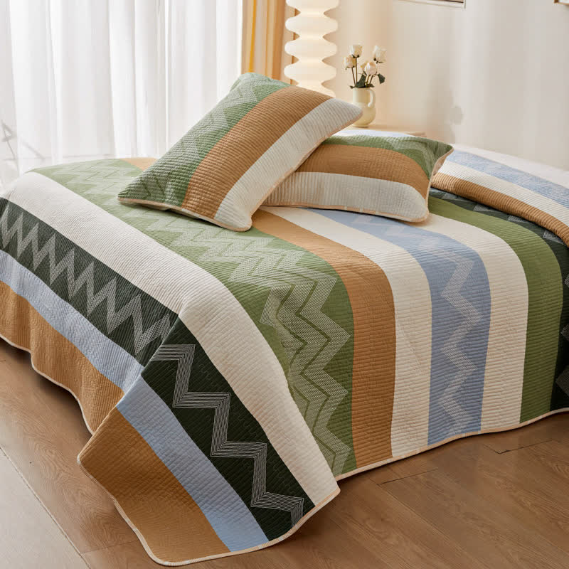 Biancheria da letto trapuntata in cotone moderno a zigzag e linee