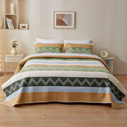 Biancheria da letto trapuntata in cotone moderno a zigzag e linee