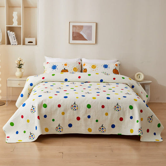 Biancheria da letto trapuntata in cotone con motivo zucca a pois