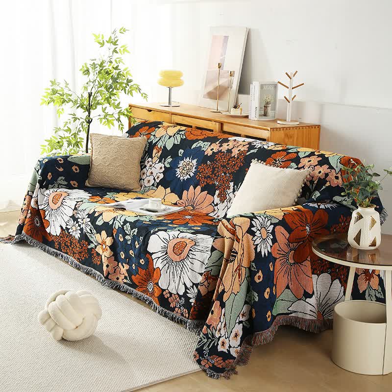 Coperta funzionale con nappa Bright Flower