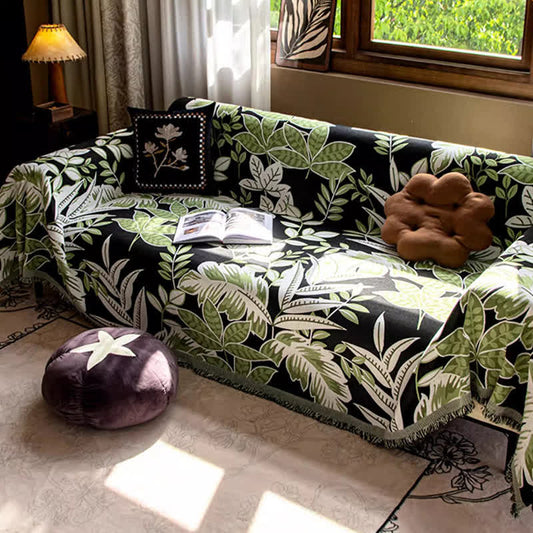 Copridivano vintage con nappa in ciniglia Rainforest