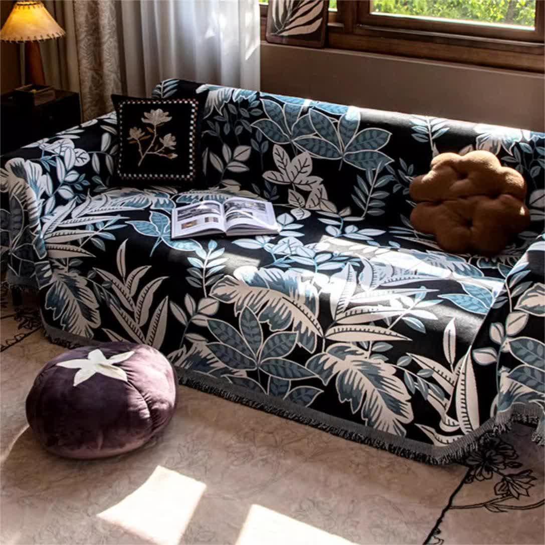 Copridivano vintage con nappa in ciniglia Rainforest