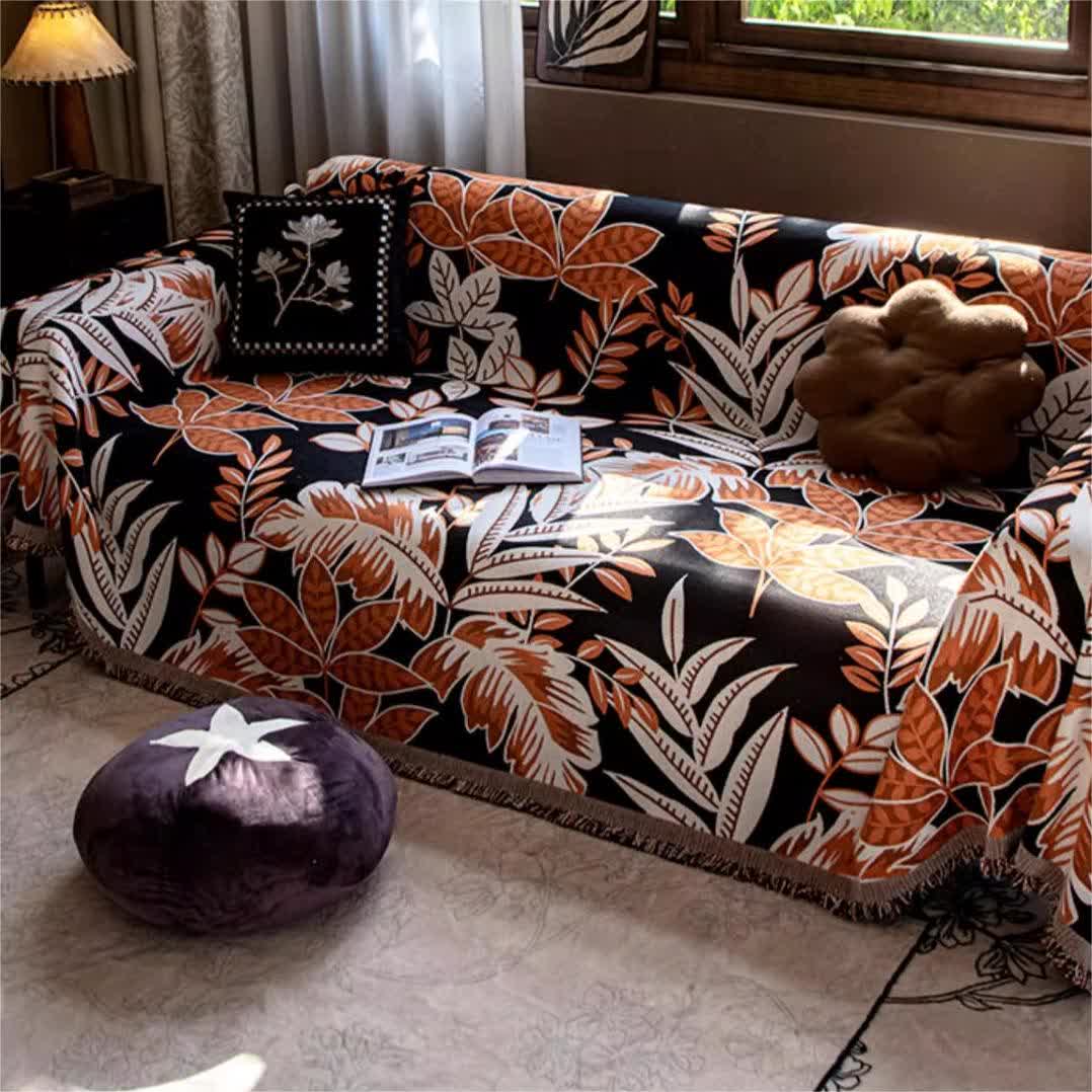 Copridivano vintage con nappa in ciniglia Rainforest