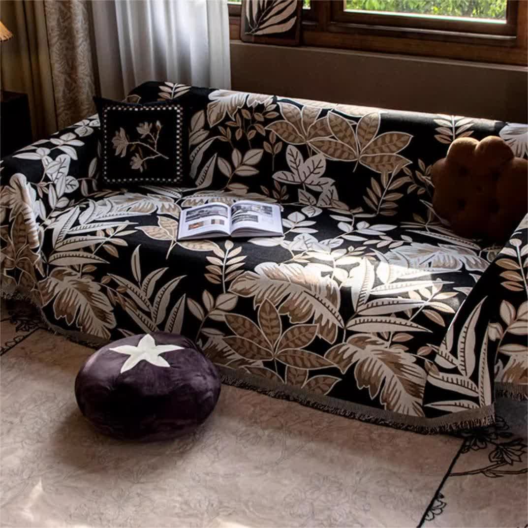 Copridivano vintage con nappa in ciniglia Rainforest