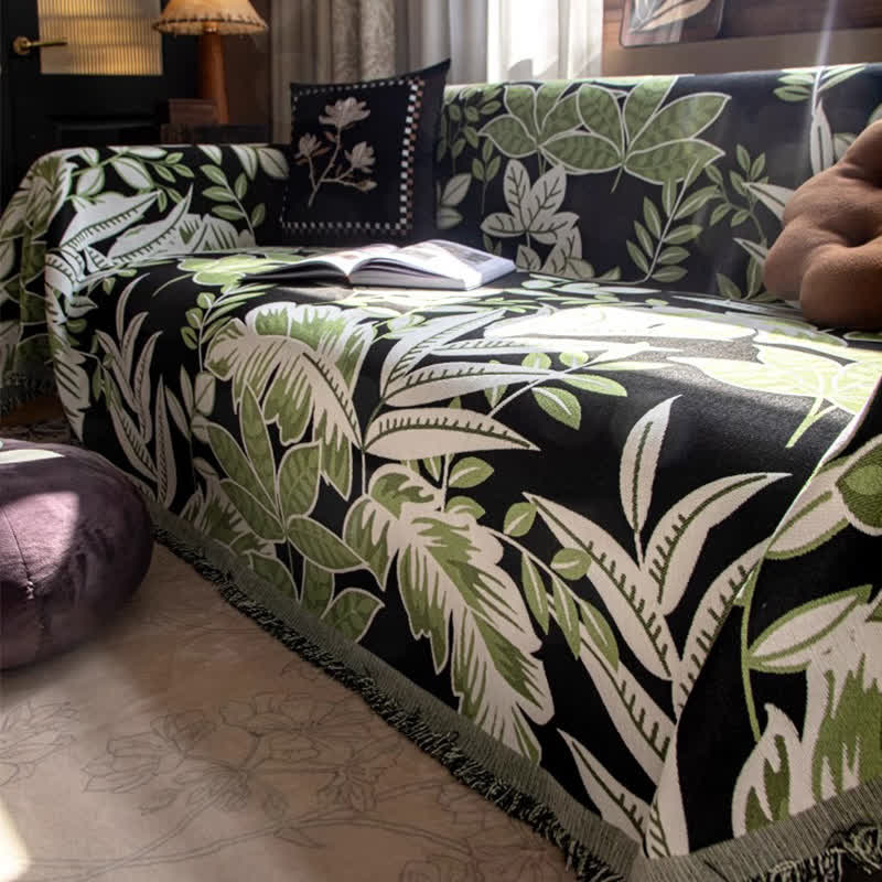Copridivano vintage con nappa in ciniglia Rainforest
