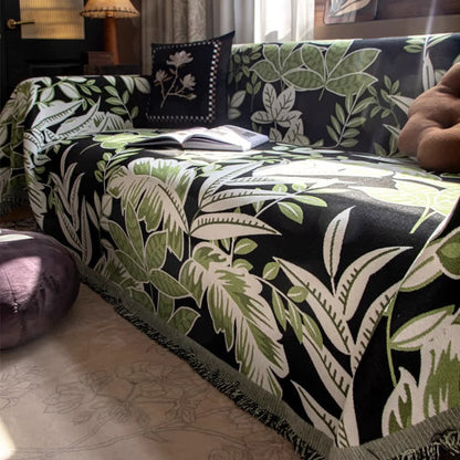Copridivano vintage con nappa in ciniglia Rainforest