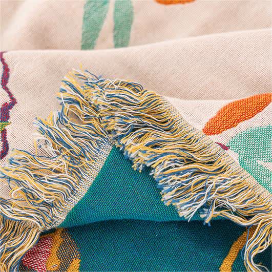 Trapunta con nappe di uccelli pastorali in garza di cotone