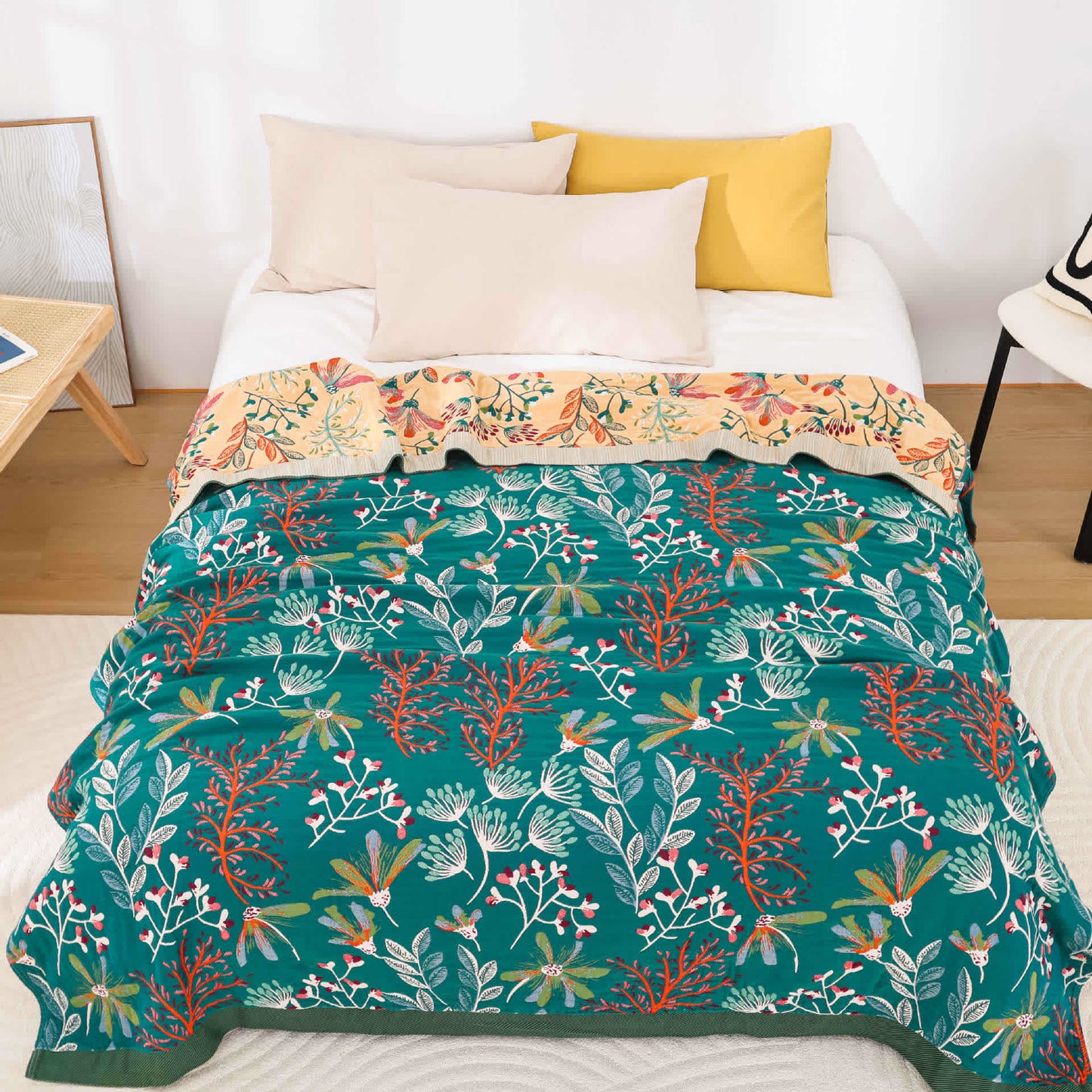 Coperta per divano in garza di cotone rustica e confortevole, stile rurale