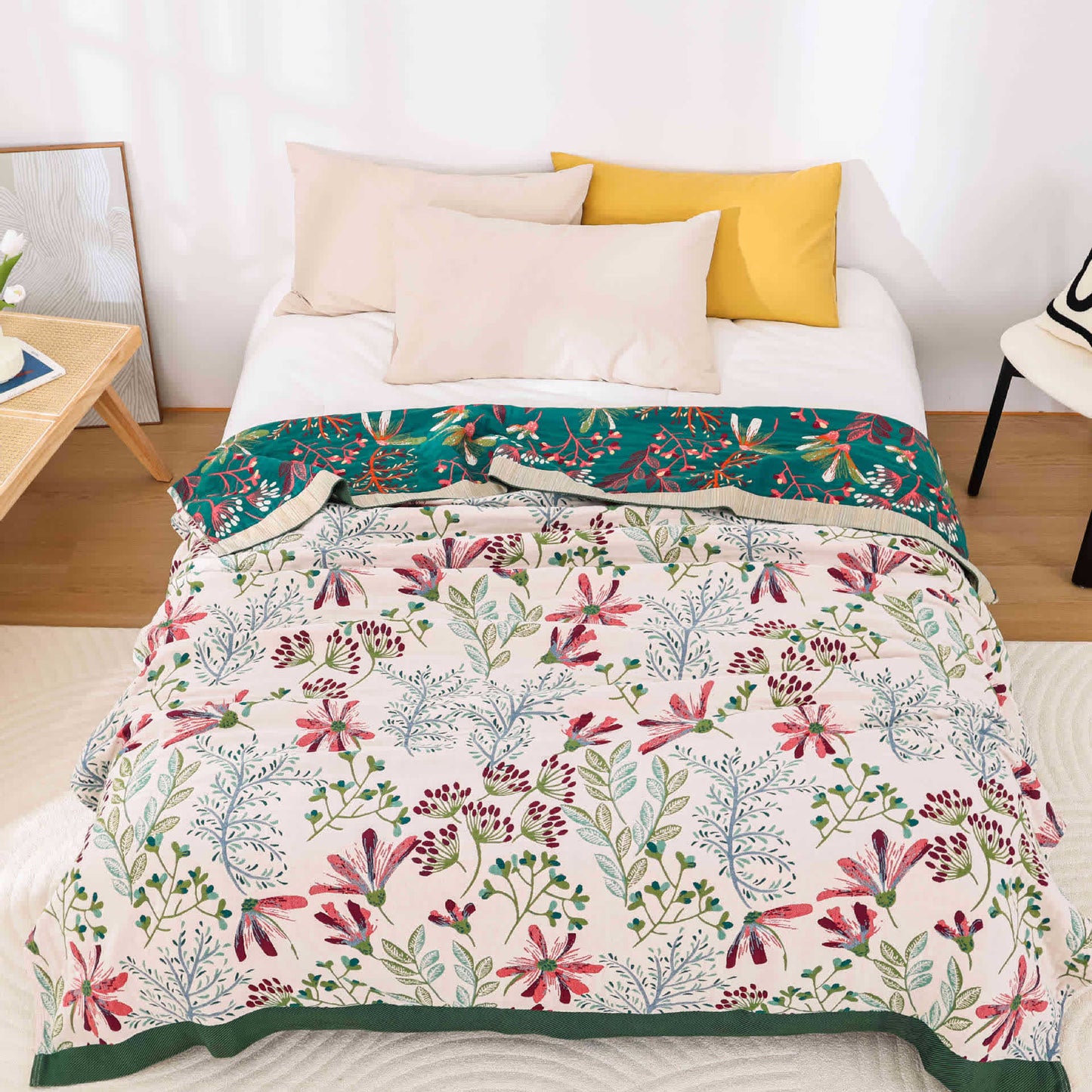 Coperta per divano in garza di cotone rustica e confortevole, stile rurale