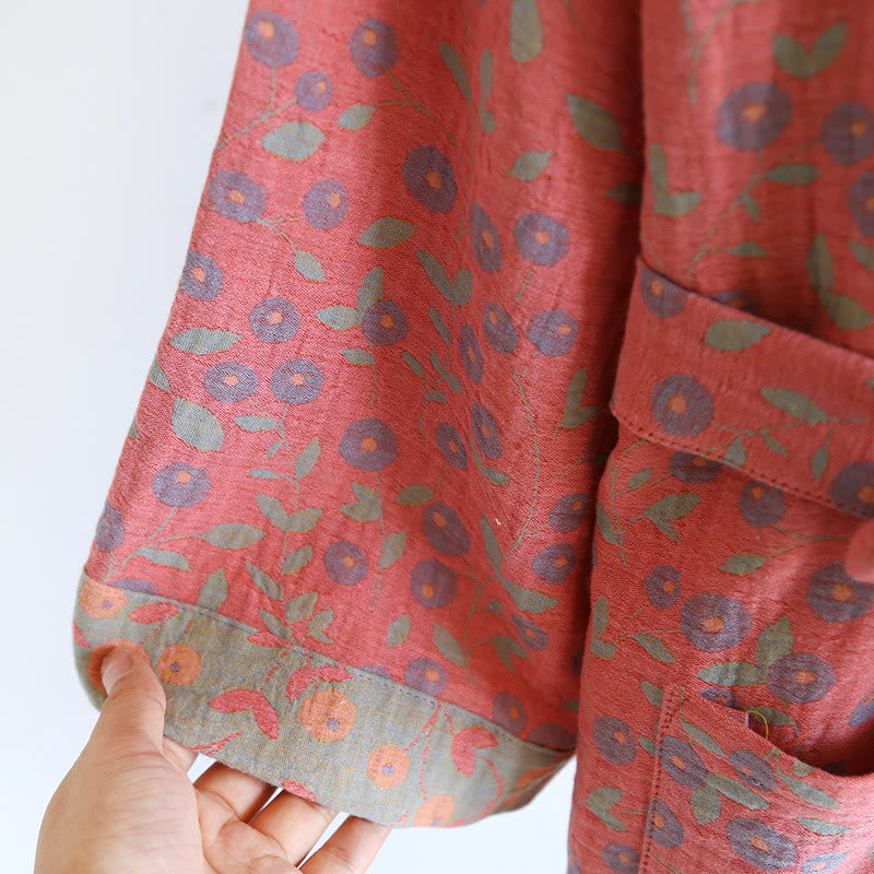 Accappatoio floreale comodo in garza di cotone jacquard