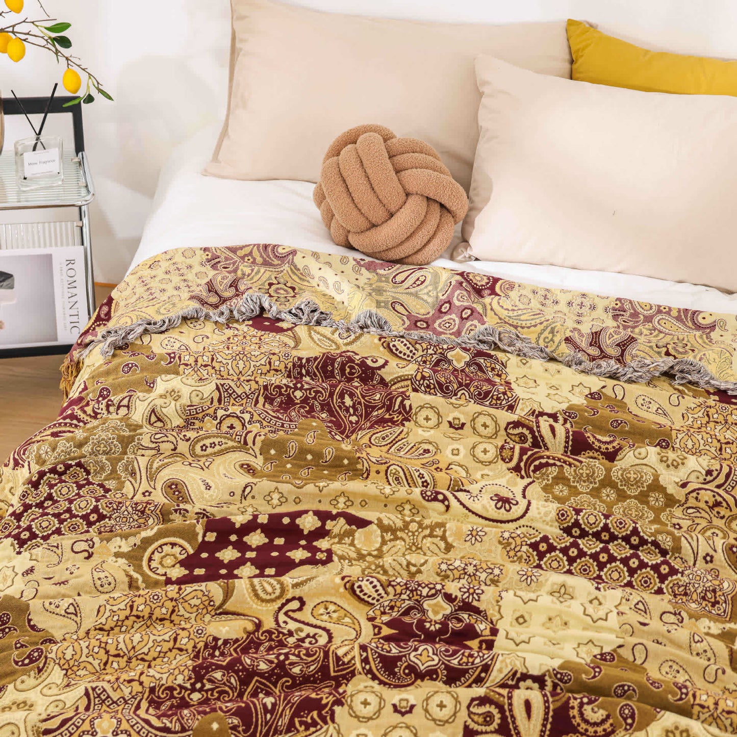 Trapunta traspirante in garza di cotone con nappa jacquard