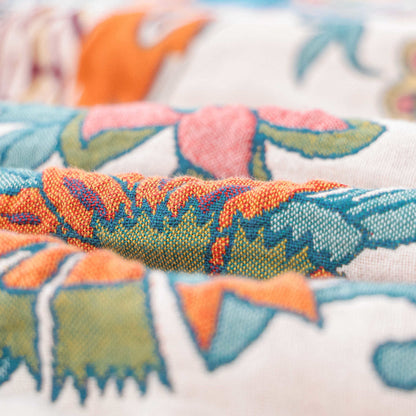 Trapunta in garza di cotone jacquard con motivo pastorale