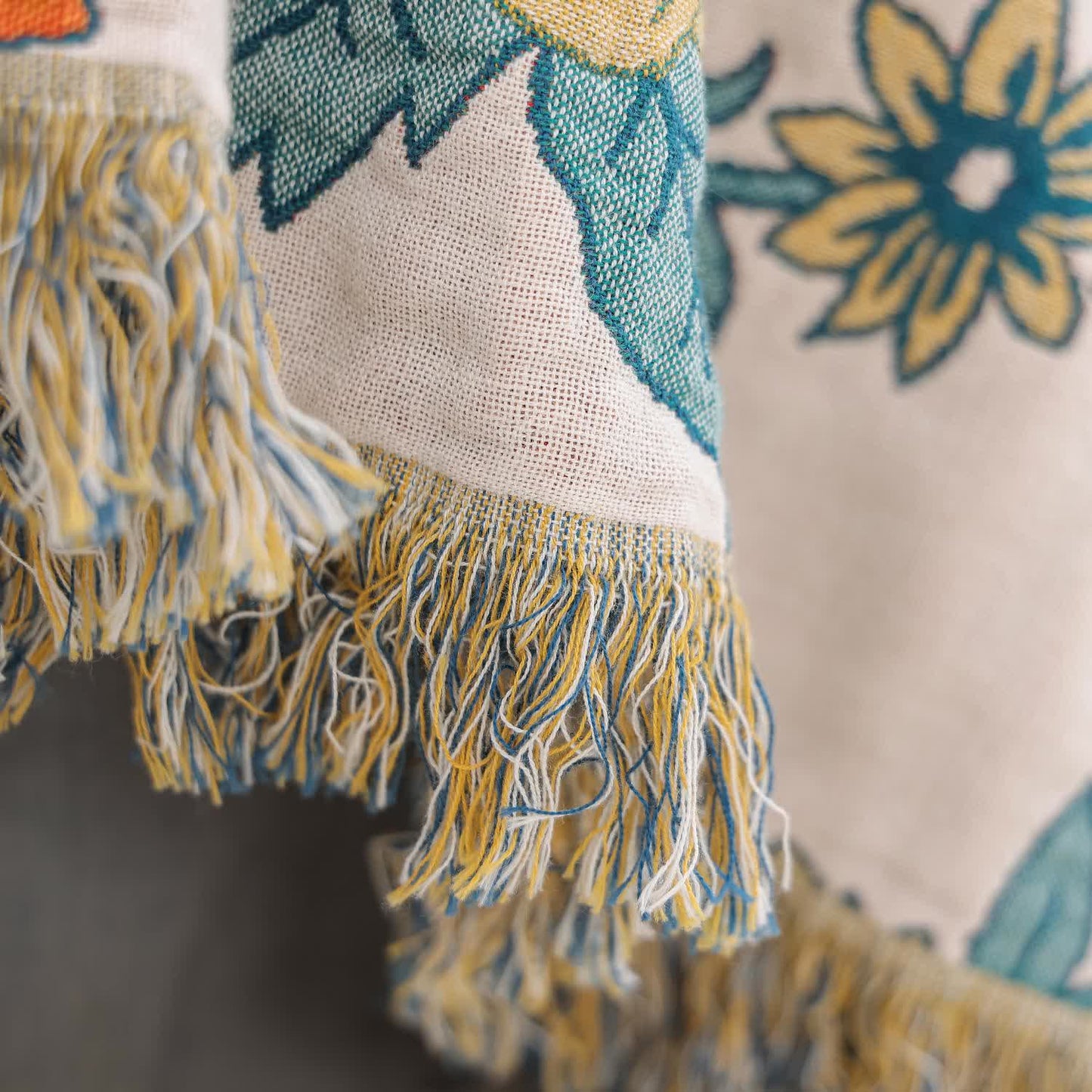 Trapunta in garza di cotone jacquard con motivo pastorale