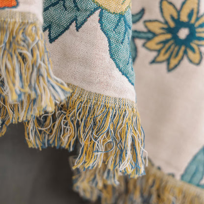 Trapunta in garza di cotone jacquard con motivo pastorale