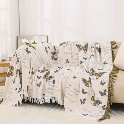Trapunta con nappe a farfalla in garza di cotone jacquard