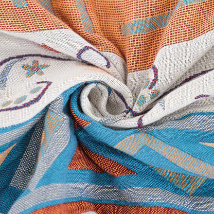 Trapunta con nappe geometriche retrò in garza di cotone
