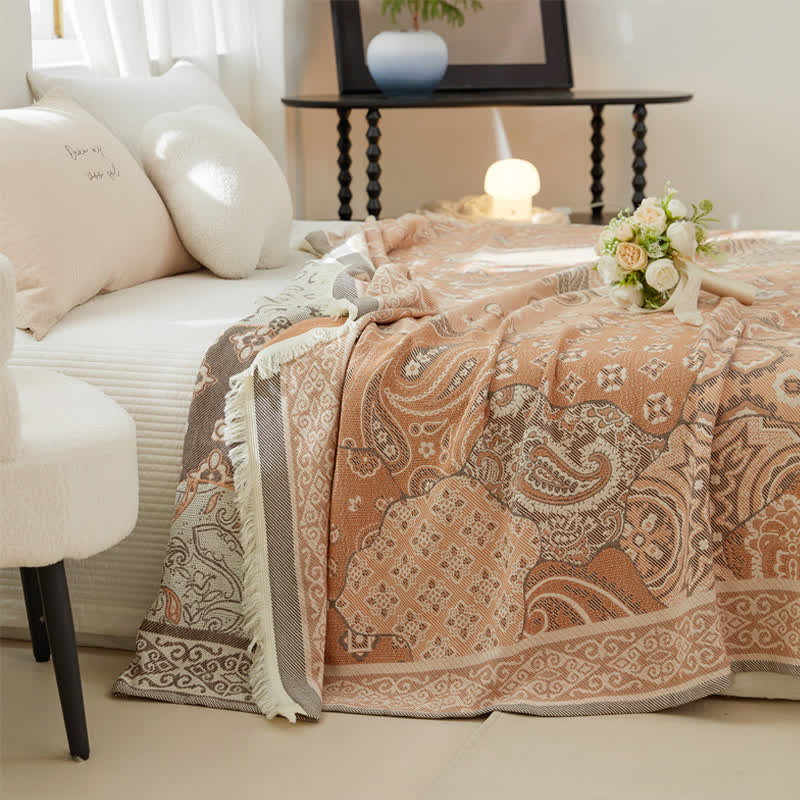 Trapunta vintage in garza di cotone morbida con nappe