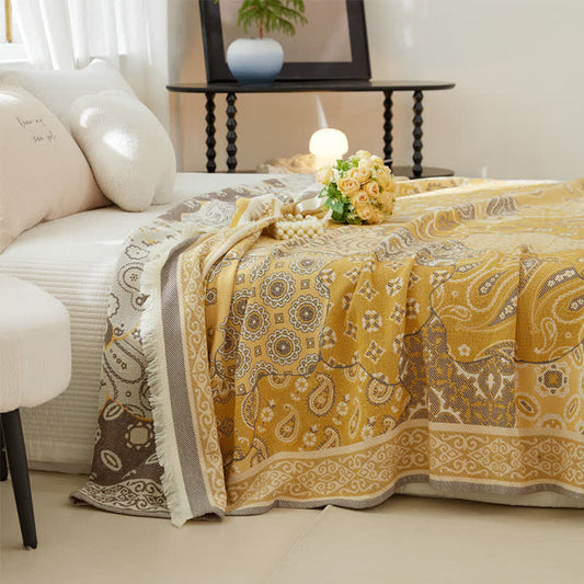 Trapunta vintage in garza di cotone morbida con nappe