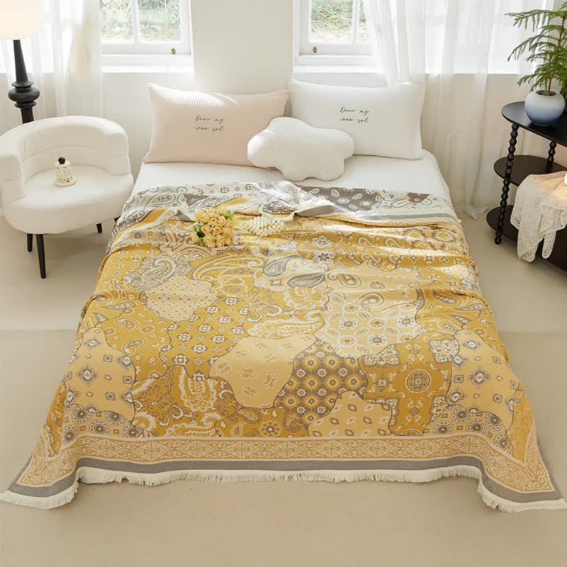 Trapunta vintage in garza di cotone morbida con nappe