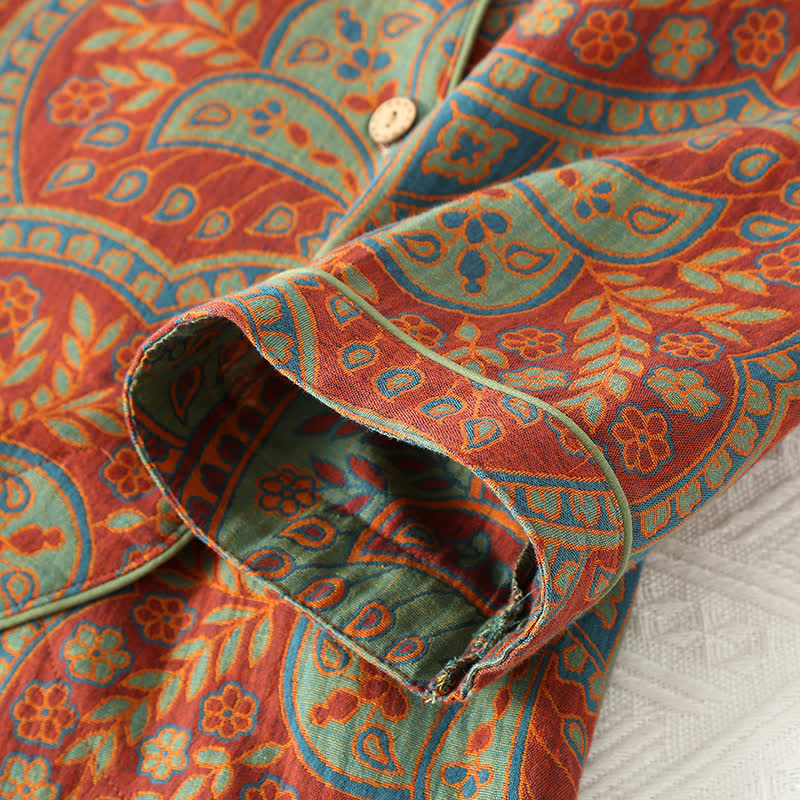 Completo da casa vintage in jacquard con scollo rotondo