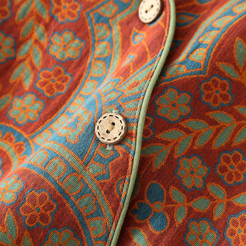Completo da casa vintage in jacquard con scollo rotondo