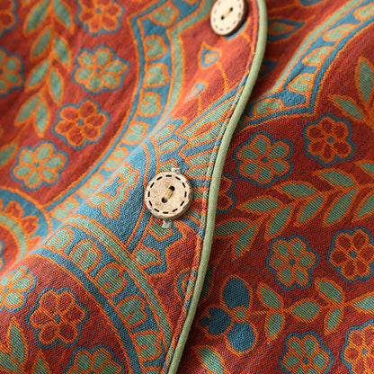 Completo da casa vintage in jacquard con scollo rotondo