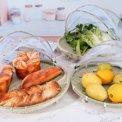 Cestino/vassoio per alimenti creativo intrecciato a mano Ownkoti con copertura in rete
