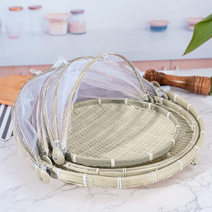Cestino/vassoio per alimenti creativo intrecciato a mano Ownkoti con copertura in rete