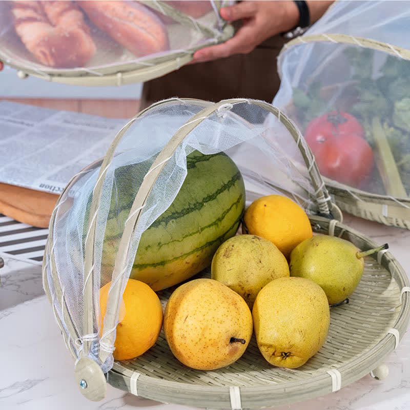 Cestino/vassoio per alimenti creativo intrecciato a mano Ownkoti con copertura in rete