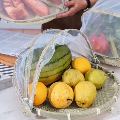 Cestino/vassoio per alimenti creativo intrecciato a mano Ownkoti con copertura in rete